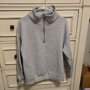 SHEIN Light Gray Half-Zip Women's Sweatshirt